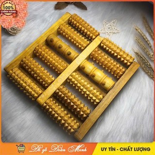 Bàn lăn chân gỗ 🔺FREESHIP🔺 Con lăn massage loại 6 hàng giúp lưu thông khí huyết (M2)