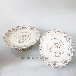 Dĩa trái cây thờ cúng phật gia tiên bằng sứ hoa sen