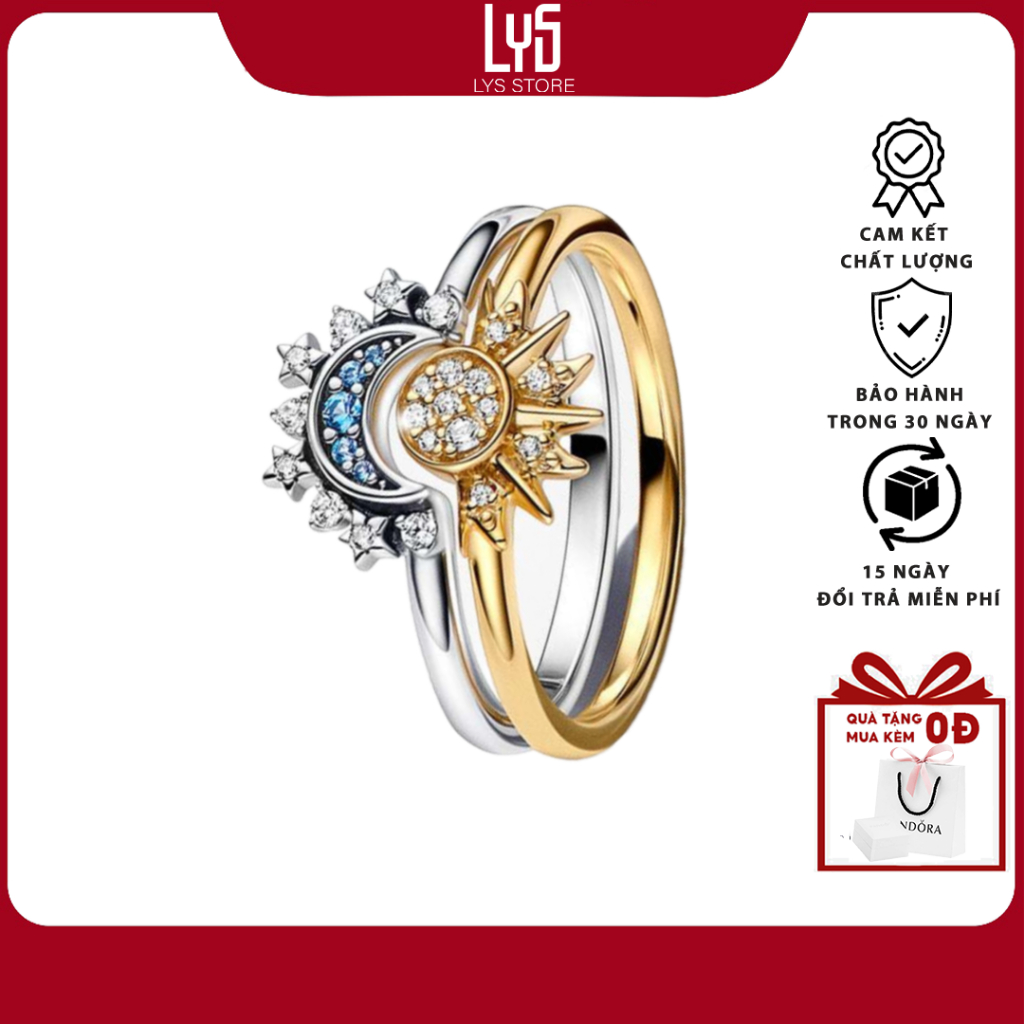Nhẫn bạc nữ Lys Celestial Blue Sparkling Sun & Moon - Nhẫn Bạc S925 cao cấp