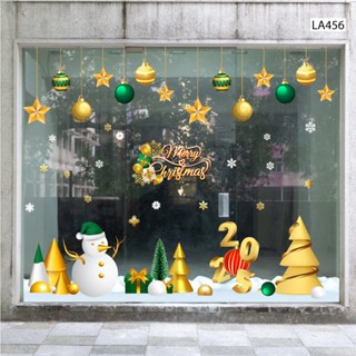 Decal Noel cao cấp Người Tuyết Lala kích thước lớn có keo sẵn, dán kính, dán tường màu sắc nổi bật