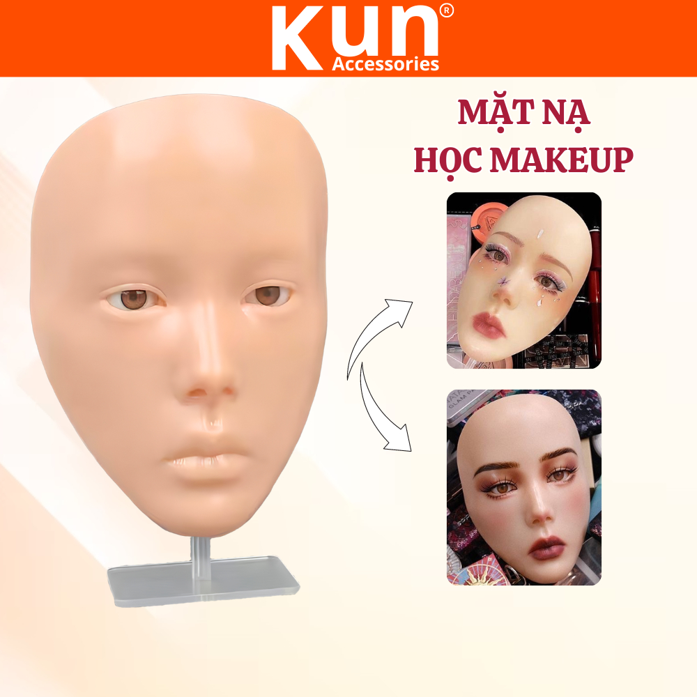 Mặt nạ makeup Fullface 5D KUN chuyên dùng học makeup trang điểm kèm chân đứng và tẩy trang