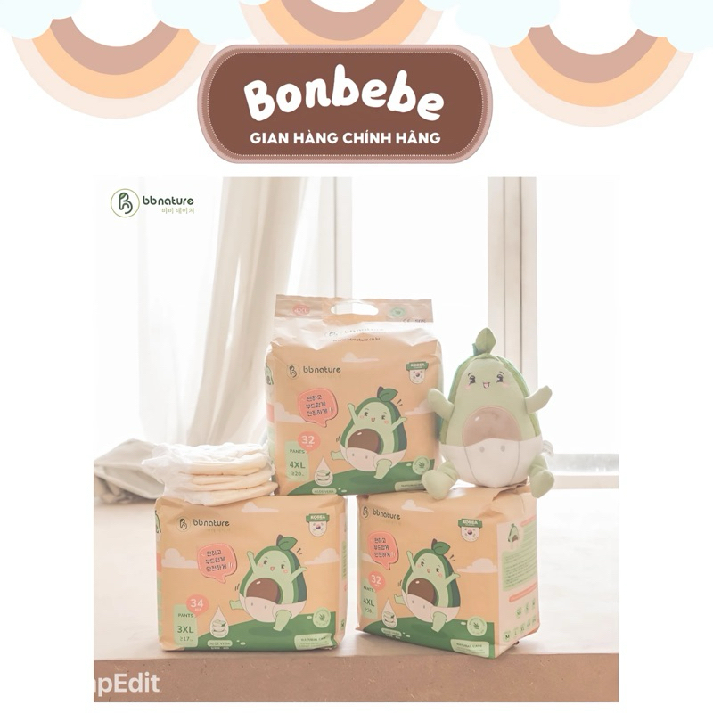 Combo 2 Miếng Bỉm Dùng Thử Quần/ Dán BB NATURE Hàn Quốc Mềm Mỏng Cho Bé Đủ Size Từ Newborn Đến 4XL