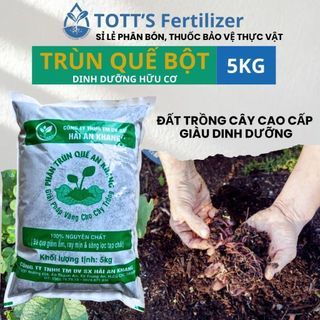 Đất trồng cây TOTT'S FERTILIZER trùn quế trồng cây 5kg dùng để trộn vưới đất trồng cây và hoa