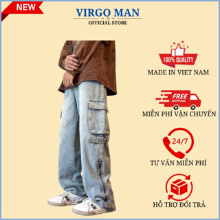 Quần túi hộp nam chất jean ống suông rộng PHỐI ĐAI KHOÁ KÉO phong cách hiphop boy phố hot trend