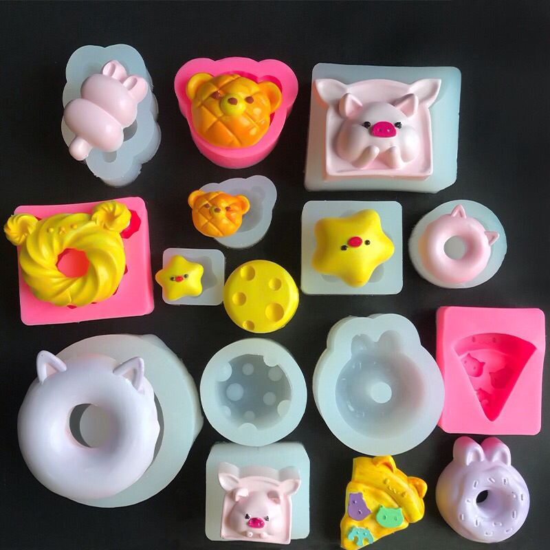 Khuôn silicone hình bánh đồ ăn làm Squishy /Nến /Đất Sét/ Resin