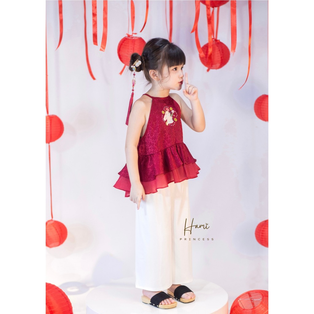 ( Hami xả hàng ) 𝐒𝐞𝐭 𝐘𝐞̂́𝐦 𝐓𝐡𝐚𝐧𝐡 𝐕𝐚̂𝐧 - Yếm Thêu Thỏ Ngọc ( ảnh chính chủ)