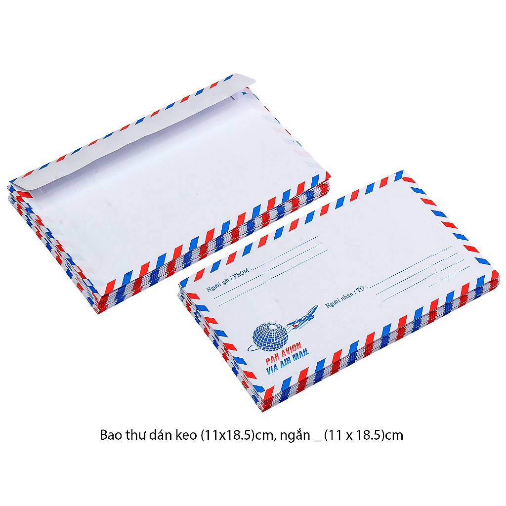 [MUA SỈ GIẢM 10%] [COMBO 2 XẤP] Bao thư trắng không keo (11x18.5)cm, ngắn (25 Cái/Xấp)