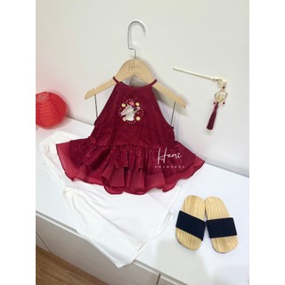 𝐒𝐞𝐭 𝐘𝐞̂́𝐦 𝐓𝐡𝐚𝐧𝐡 𝐕𝐚̂𝐧 - Yếm Thêu Thỏ Ngọc ( ảnh chính chủ)