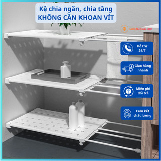 Kệ Chia Tầng Đa Năng Không Cần Khoan Bắt Vít - Màu Trắng