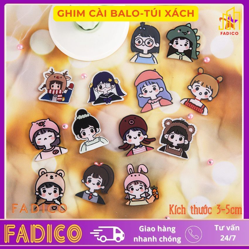 Sỉ ghim cài balo,sticker cài balo túi ví,huy hiệu cài túi xách balo hình NHÂN VẬT HOẠT HÌNH dễ thương,KT 3-5cm- FADICO