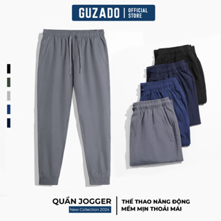 Quần jogger nam GUZADO trơn thể thao Basic,Chất Vải Gió Mềm,ống bo chun vận động thoải mái GĐC02
