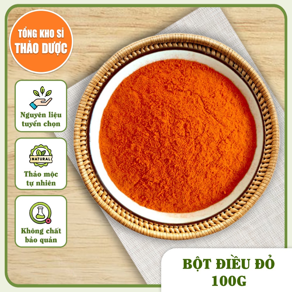 Bột điều đỏ nguyên chất 100g, bột điều màu gia vị tẩm ướp, tạo màu, tạo mùi cho món ăn