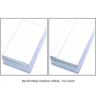 [MUA SỈ GIẢM 10%] Bao thư, bì thư trắng (12x22)cm, {100cái}