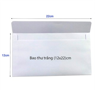 [MUA SỈ GIẢM 10%] Bao thư, bì thư trắng (12x22)cm, {100cái}