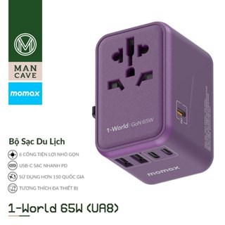 Ổ Cắm Điện Đa Năng Momax 1-World Sạc Nhanh GaN 65W 5 Cổng Sạc AC100-250V Cắm Tải 2500W Cầu Chì 10 A