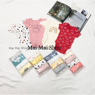 Set 4 body chip cộc tay xuất dư cotton - Bodysuit cho bé sơ sinh 0-36 tháng ( 3M,6M,9M,12M,18M,24M,36M)