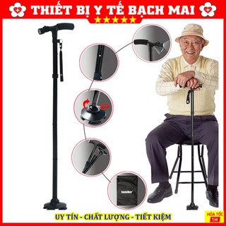 [Y Tế Bạch Mai] Gậy Chống - Ba tong Gấp 4 Khúc Có Đèn Led Magic Cane