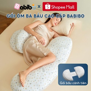 Gối ôm bà bầu chữ J BABIBO nâng đỡ bụng bầu, giảm đau lưng cho mẹ bầu, gối bầu cao cấp 2 in 1