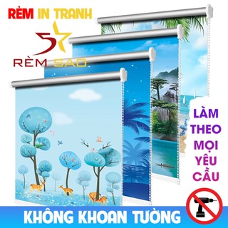 Rèm không khoan, rèm in tranh văn phòng, phòng ngủ, phòng khách, rèm chống nắng 100% rèm 5 sao