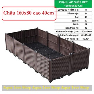 Chậu thông minh lắp ghép 160x80cm cao 40cm, chậu lắp ghép trồng rau trồng cây CG422