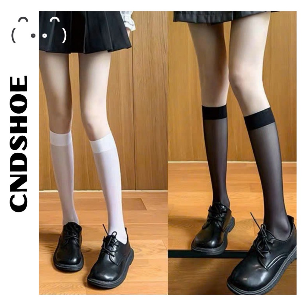 (Freeship) Tất Vớ Lolita Jk Đen Trắng Mỏng Trơn Cosplay Phong Cách Nhật Bản