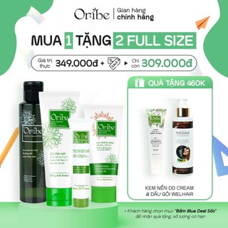 Combo Chăm Sóc Da Hằng Ngày Oribe 4 Món (SRM Oribe 100g + Toner Hoa Cúc 150ml + Kem Mụn 20g + Kem Chống Nắng 30g)