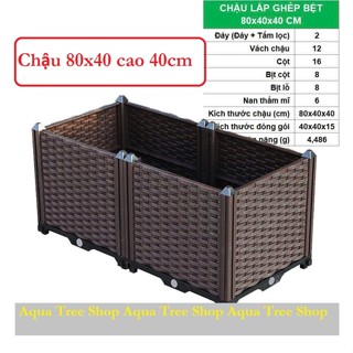 Chậu thông minh lắp ghép 80x40cm cao 40cm, chậu lắp ghép trồng cây trồng rau sạch CG212