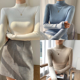 Áo len dài tay nữ cổ thấp 3 phân giữ nhiệt co dãn hàng QC loại 1