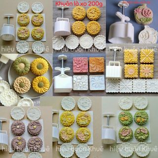 Khuôn bánh trung thu 200g, khuôn khay nhựa làm bánh nhiều hoạ tiết