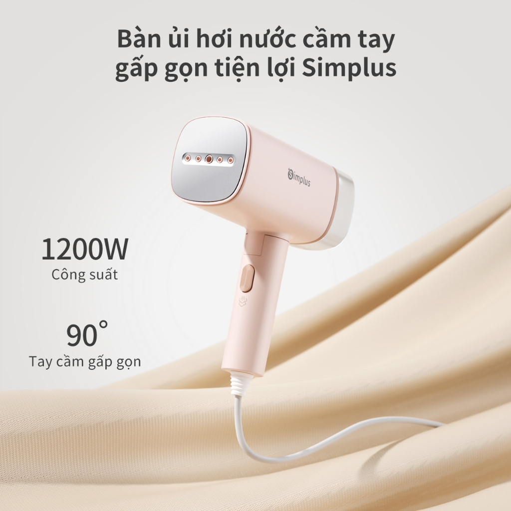 Simplus Pink Bàn là hơi nước cầm tay 180ML - Công suất lớn 1200W, có thế gấp gọn GTJH020 - Bảo Hành 1 Năm 1 Đổi 1