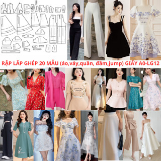 RẬP LẮP GHÉP GIẤY A0 20 MẪU (GỒM CÓ ÁO, CHÂN VÁY, QUẦN, ĐẦM,JUMPSUITS)-MÃ LG12