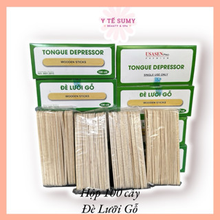 Hộp 100 cây đè lưỡi gỗ chưa tiệt trùng BaLac, Cây que làm kem, Cây que dùng wax lông, Que