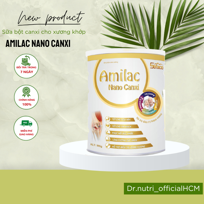Sữa bột xương khớp Amilac Nano Canxi tăng cường sức khoẻ, chống loãng xương, giảm đau nhức hộp 900g