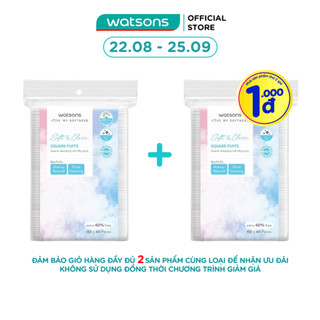 Bông tẩy trang watsons square puffs 150s+40%