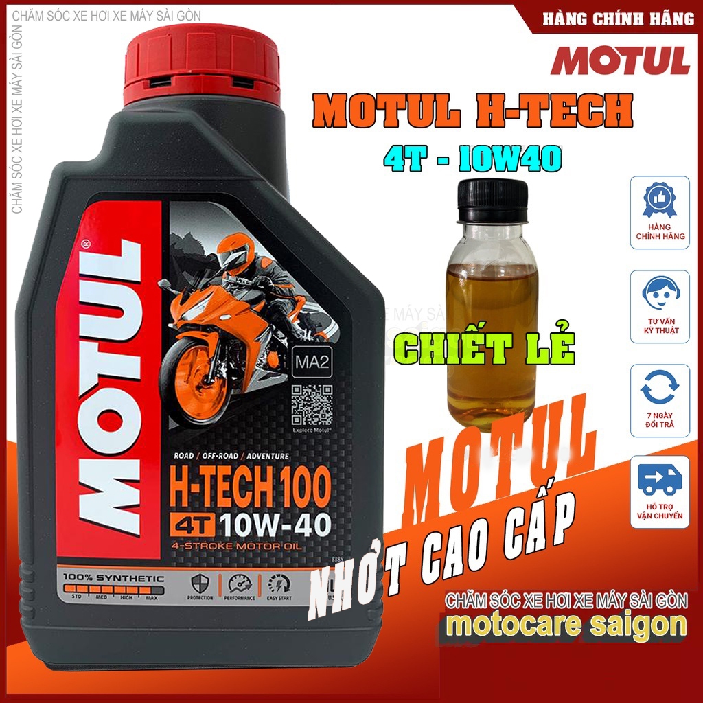 MOTUL HTech 100 10W40 Dầu nhớt 100% tổng hơp dành cho xe số côn tay xe phân khối lớn