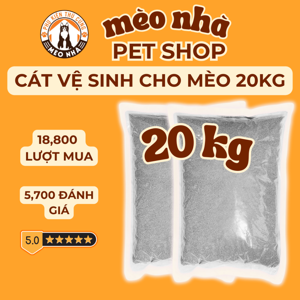 Combo Cát vệ sinh cho Mèo 20kg hàng việt nam 100% hạt nhỏ thơm dịu thích hợp cho Munchkin, Scottish, hamster, thỏ