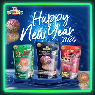 Thức ăn cá la hán Okiko lên ĐẨU, MÀU và CHÂU cho cá la hán 100g (Hàng Công Ty)