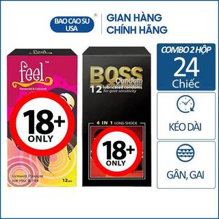 COMBO 2 hộp bao cao su Feel Và Boss 4in1 gân, gai, kéo dài - 24 cái