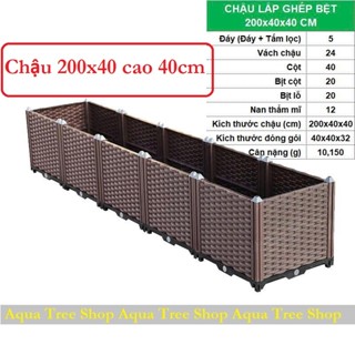 Chậu nhựa lắp ghép thành luống 200x40cm cao 40cm trồng rau, trồng cây sạch, chậu nhựa ghép CG512