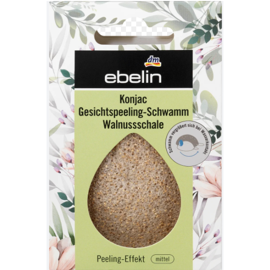 chính hãng ebelin ebelin Konjac miếng bọt biển tẩy tế bào chết da mặt hiệu quả qua vỏ quả óc chó, 1 