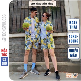 Đồ đi biển cặp đôi nam nữ set áo quần hoạ tiết hoá lá đủ size bé trai gái nhóm gia đình DONGPHUCSG