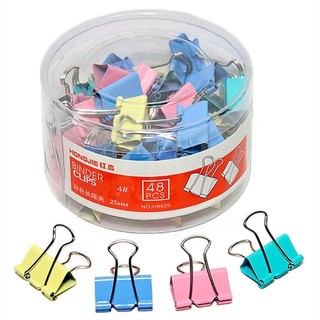 [MUA SỈ GIẢM 10%] Kẹp giấy, hồ sơ, tài liệu, kẹp bướm Hongjie 19mm màu (40c/lon)