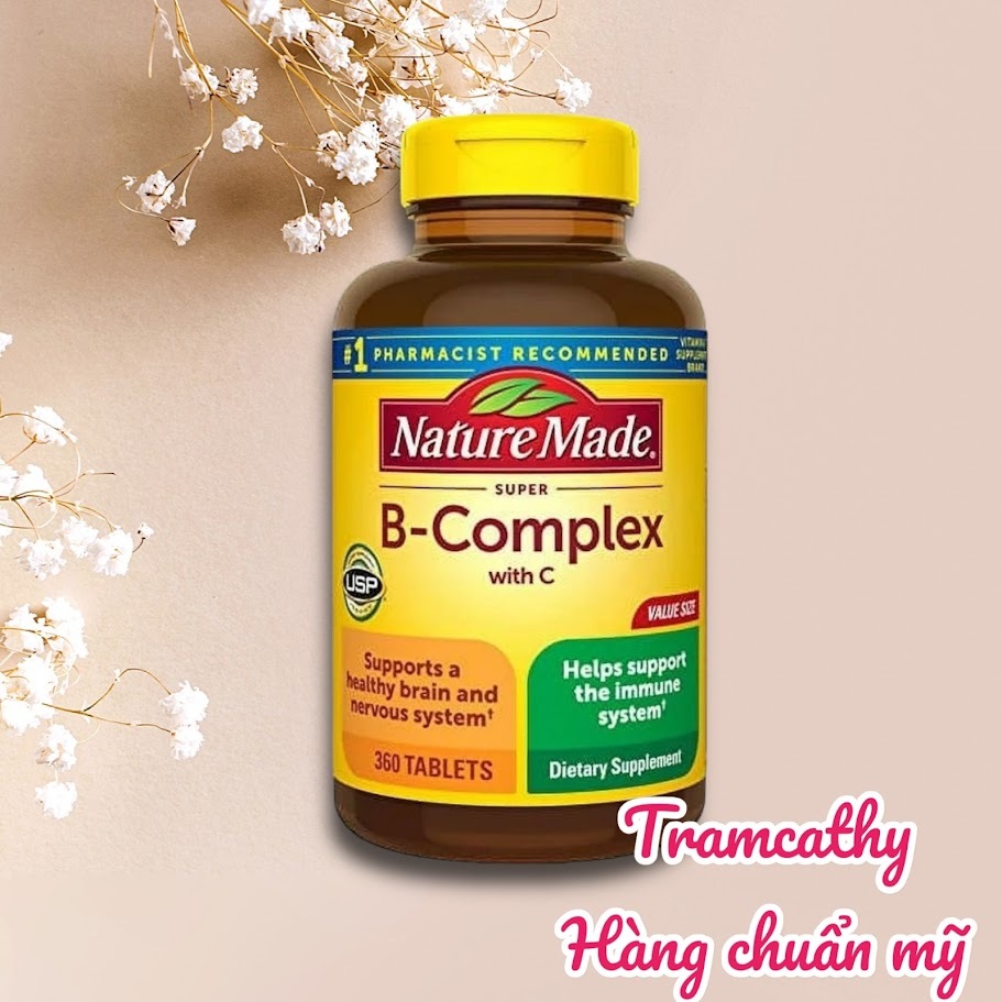 360 Viên B complex-Vitamin B tổng hợp Super B-Complex kèm Vitamin C  Nature made