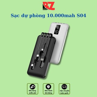Sạc Dự Phòng 20.000mAh Bubzone.Office Tích Hợp Dây Sạc Gắn Liền, Sạc Nhiều Thiết Bị Cùng Lúc S04