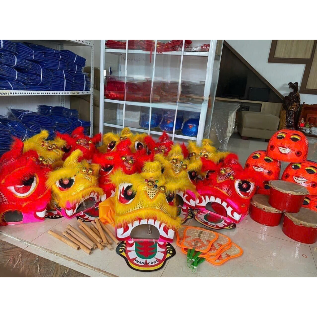 (HỎA TỐC HCM) Combo Đầu lân cho bé, đầu múa lân trẻ em( 4-7 tuổi )