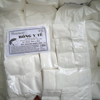Bông gòn cắt sẵn bảo thạch 6x6cm - bịch 500g