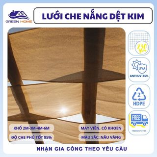 Lưới che nắng màu nâu vàng khổ 4m, lưới dệt kim mono bền bỉ dày dặn che nắng mưa, bãi xe, sân chơi