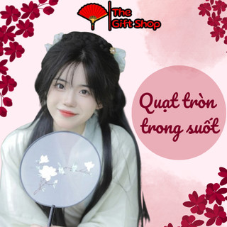Quạt cổ trang tròn vải lụa trong suốt ( họa tiết hoa )