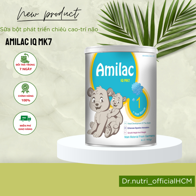 Sữa bột phát triển chiều cao trí não trẻ từ 1 tuổi Amilac IQ MK7 thêm sữa non, tiêu hoá tốt tăng cân