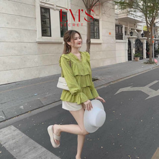 Áo Sơ Mi Kiểu Hàn Quốc Tay Dài Form Rộng Baby Doll Bánh Bèo Siêu Dễ Thương